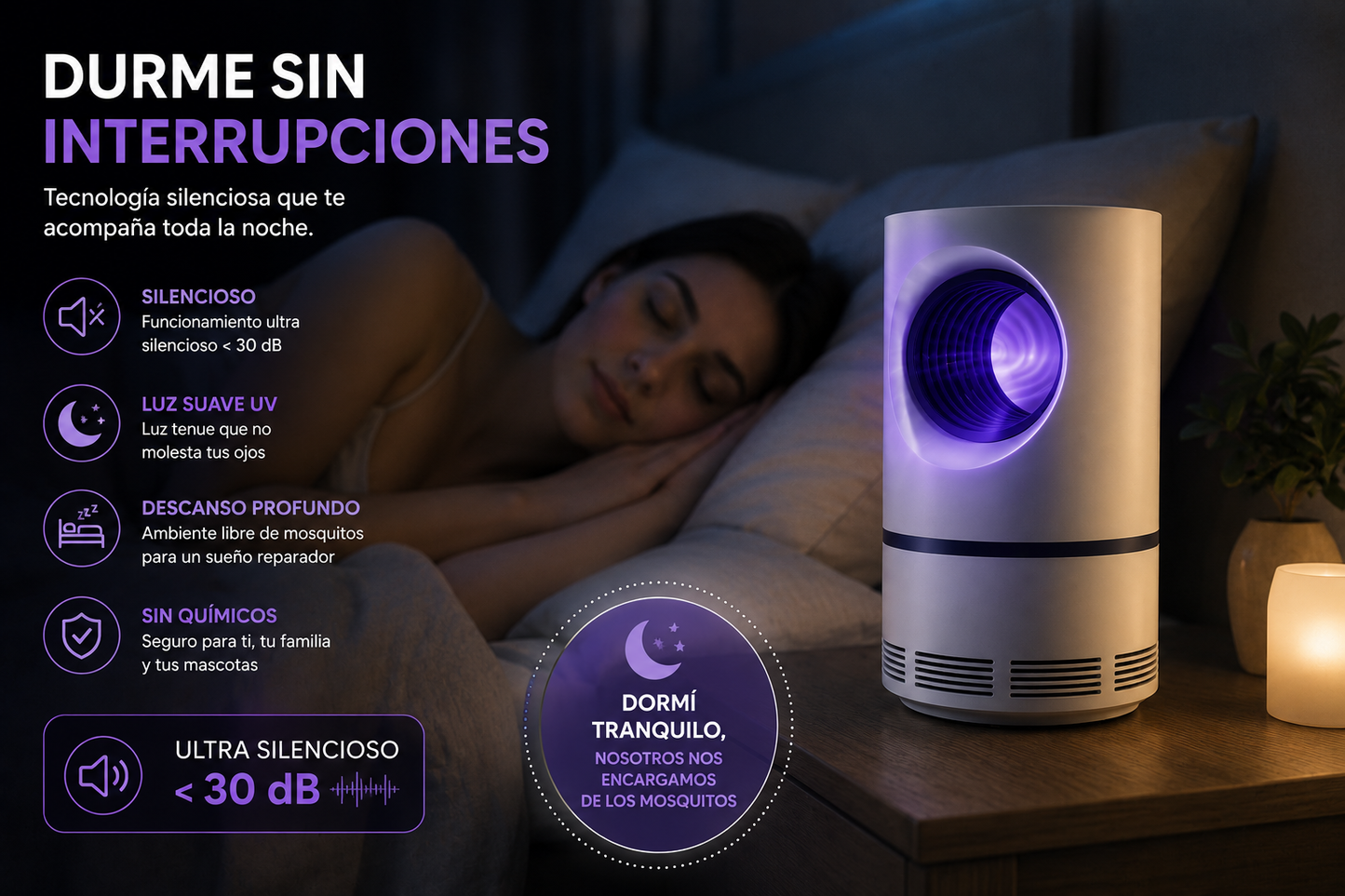 Lámpara Antimosquitos UV USB – Sin Químicos, Sin Ruido, Sin Picaduras