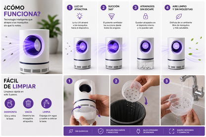 Lámpara Antimosquitos UV USB – Sin Químicos, Sin Ruido, Sin Picaduras
