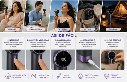 Mini Ventilador Portátil de Alta Velocidad
