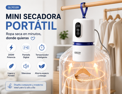Mini Secadora Portátil Inteligente 200W | Seca tu Ropa en Minutos