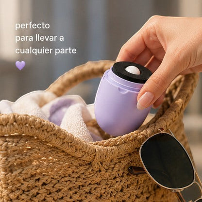 Asronix aplicador portátil de protector solar recargable, color lavanda, con esponja aplicadora.