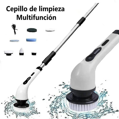 Asronix cepillo de limpieza eléctrico blanco con 7 cabezales intercambiables y pantalla LED.