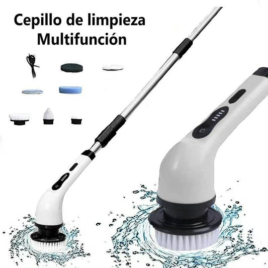 Asronix cepillo de limpieza eléctrico blanco con 7 cabezales intercambiables y pantalla LED.