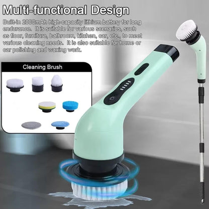 Asronix cepillo de limpieza eléctrico blanco con 7 cabezales intercambiables y pantalla LED.