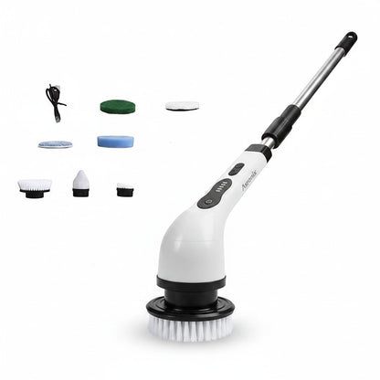 Asronix cepillo de limpieza eléctrico blanco con 7 cabezales intercambiables y pantalla LED.