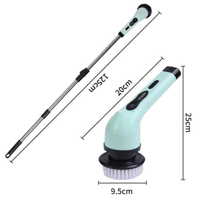 Asronix cepillo de limpieza eléctrico blanco con 7 cabezales intercambiables y pantalla LED. Mango extensible hasta 125cm.