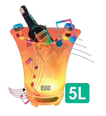 Asronix cubitera LED con altavoz Bluetooth, 5L, luces RGB, ideal para fiestas.