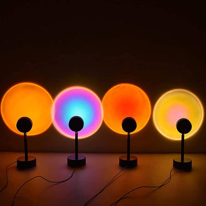 Lámpara de atardecer Asronix con proyección de luz LED, rotación de 360°, ideal para crear ambientes románticos y modernos.