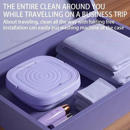 Lavadora portátil Asronix plegable de 9L en color blanco, ideal para espacios pequeños y viajes.