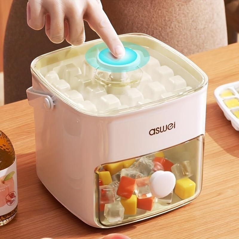 Máquina de hielo Asronix 2 en 1 con tapa hermética, dispensador de cubitos de hielo y almacenamiento para bebidas.