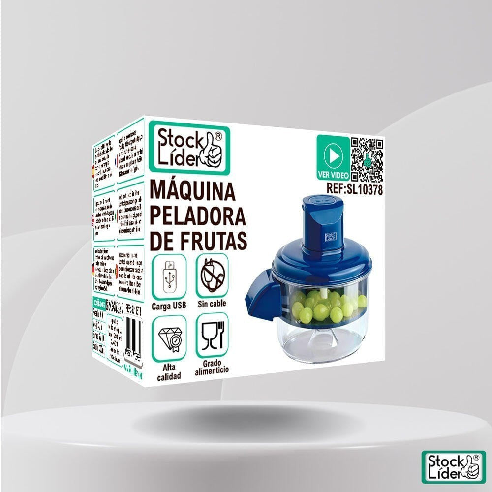 Asronix Máquina peladora de frutas automática recargable con cuchillas de acero inoxidable y recipiente para residuos.