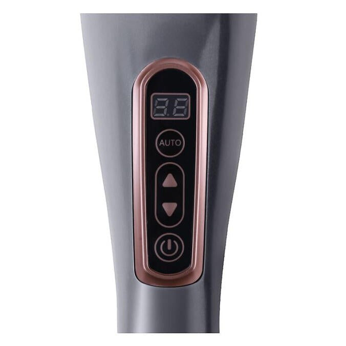 Masajeador eléctrico Asronix gris de mano con pantalla digital, 6 cabezales, 10 marchas y 12 modos.
