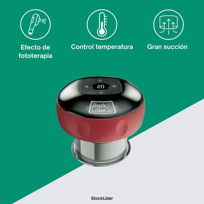 Asronix masajeador con ventosa rojo y negro con pantalla LCD, 3 niveles de succión y control de temperatura.