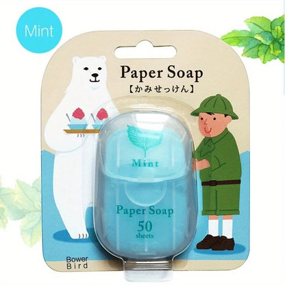 Asronix Mini Jabón de Viaje de Menta, 50 láminas de jabón de papel higiénico y desechable, ideal para viajes.
