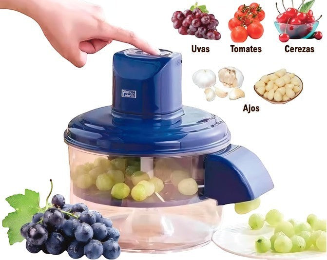 Asronix Máquina peladora automática azul con cuchillas de acero inoxidable, ideal para frutas y verduras pequeñas como uvas y ajos.